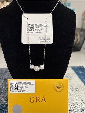 Moissanite Triple Circle Sterling Silver, 1.3 CTW, Color:D